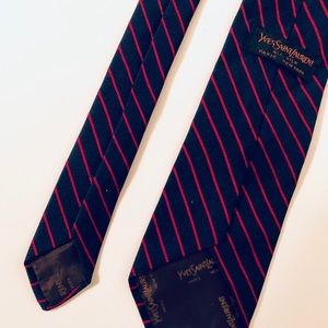 Yves Saint Laurent Striped Monogramed Neck Tie